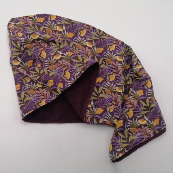 Serviette cheveux - Feuillages violet / Prune