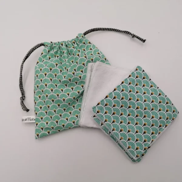 Pochon 7 lingettes - Eventail vert eau