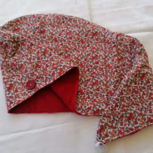 Serviette cheveux - Fleurs Olivia / rouge
