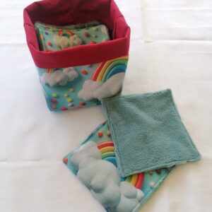 Panier 10 lingettes - Arc en ciel / bleu ciel