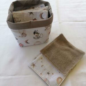 Panier 10 lingettes - Animaux vintage / beige