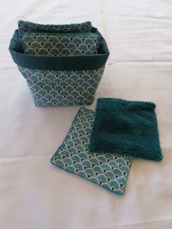 Panier 10 lingettes - Eventail bleu / Bleu paon