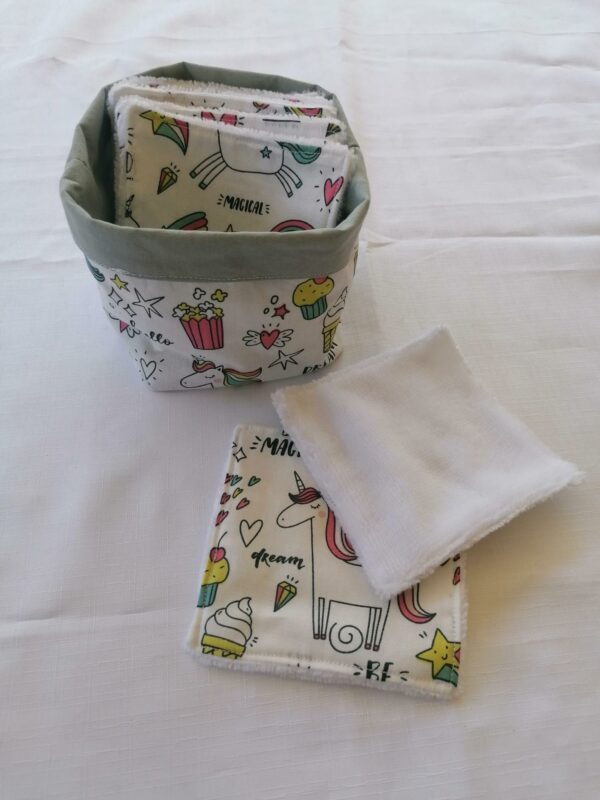 Panier 10 lingettes - Licorne / blanc