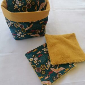 Panier 10 lingettes - Cygnes bleu / jaune