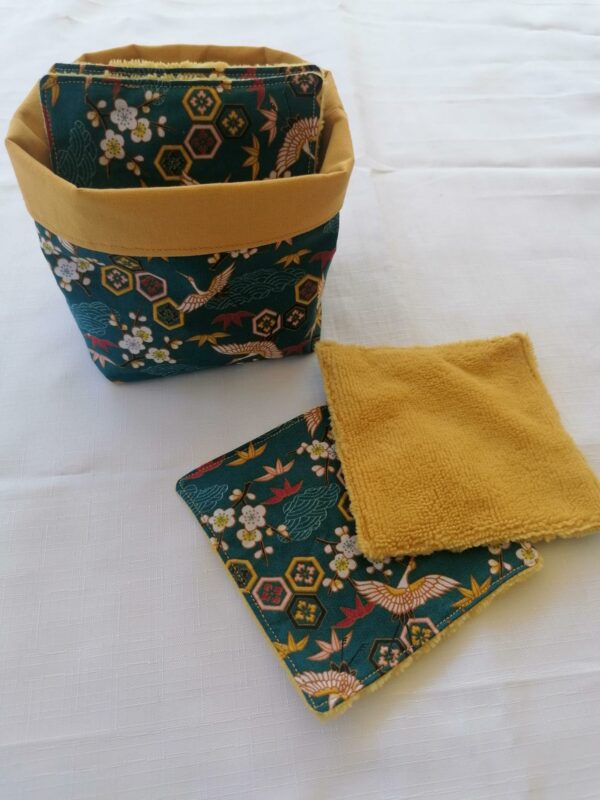 Panier 10 lingettes - Cygnes bleu / jaune