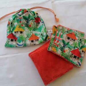 Pochon 7 lingettes - Maisons multicolore