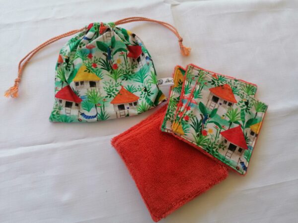 Pochon 7 lingettes - Maisons multicolore