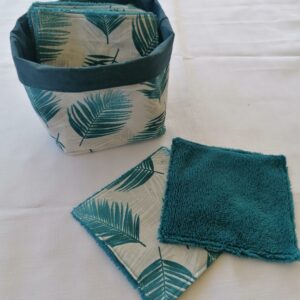 Panier 10 lingettes - Plumes bleu / Bleu paon