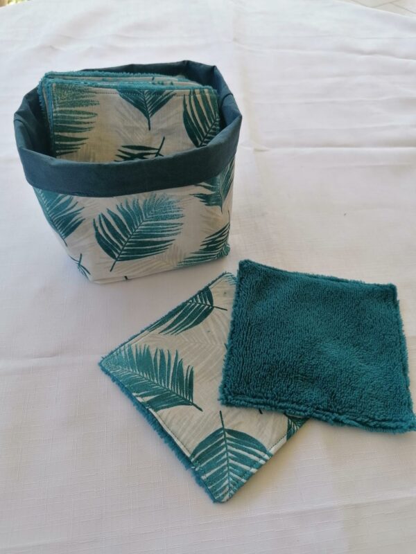 Panier 10 lingettes - Plumes bleu / Bleu paon