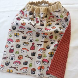 Serviette bavoir - Sushis / rouille