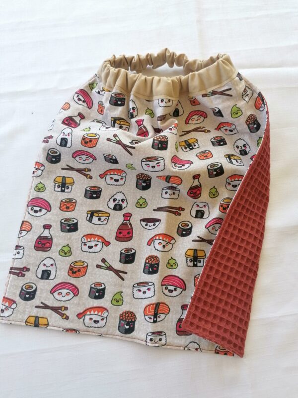 Serviette bavoir - Sushis / rouille