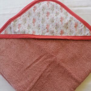 Cape de bain - Hippocampe / vieux rose