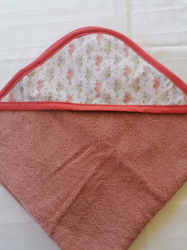Cape de bain - Hippocampe / vieux rose