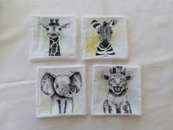 Lot de 4 lingettes - Savane vert
