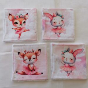 Lot de 4 lingettes - Animaux ballerine