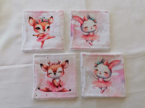 Lot de 4 lingettes - Animaux ballerine