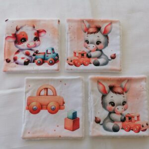 Lot de 4 lingettes - Animaux de la ferme