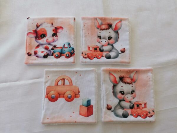 Lot de 4 lingettes - Animaux de la ferme