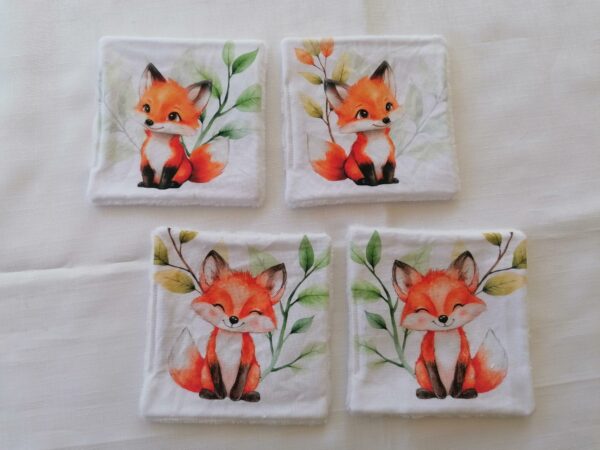 Lot de 4 lingettes - Renards