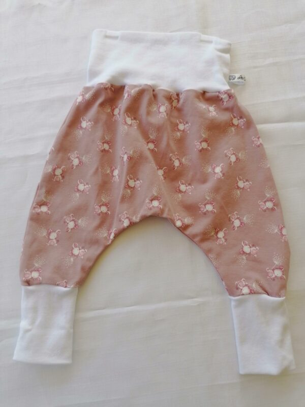 Sarouel 12 mois - Souris rose / blanc