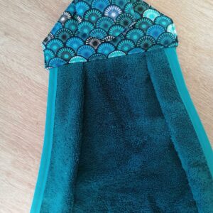 Essuie mains - Eventail Sonia bleu / bleu paon