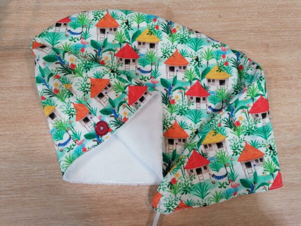 Serviette cheveux - Maisons multicolore / blanc