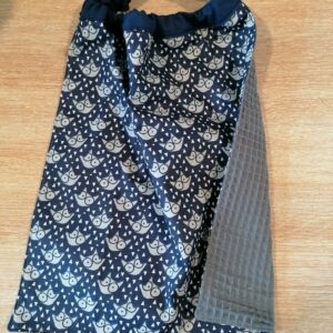 Serviette bavoir - Foxy bleu marine / gris