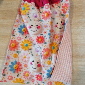 Serviette bavoir - Fleurs 3d / Rose clair