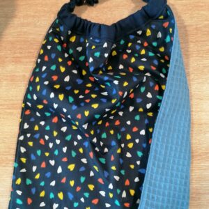 Serviette bavoir - Coeur bleu marine / bleu jeans
