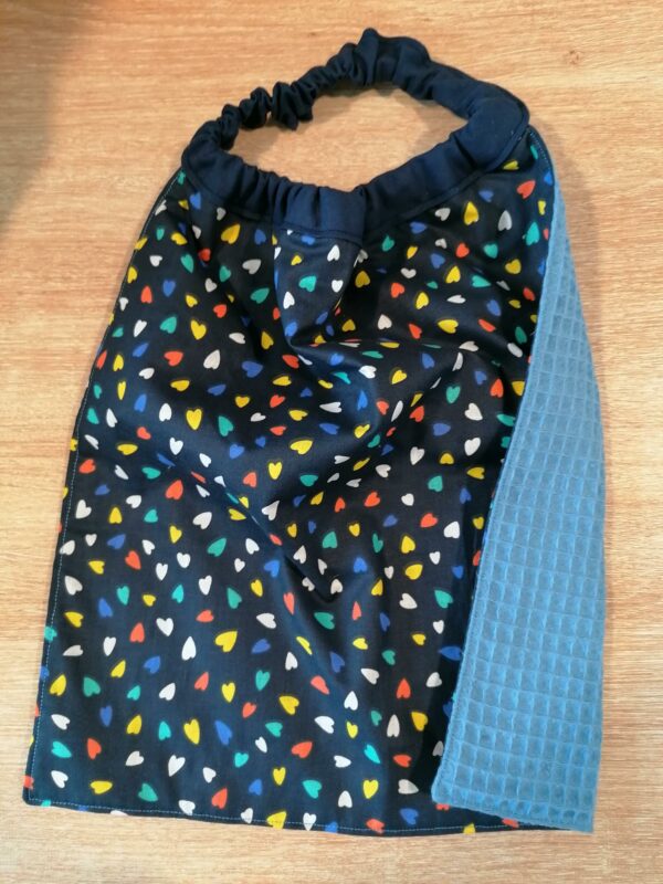 Serviette bavoir - Coeur bleu marine / bleu jeans