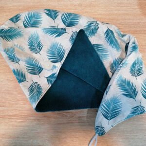 Serviette cheveux - Plumes bleu / bleu paon