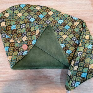 Serviette cheveux - Eventail Sonia vert / Vert