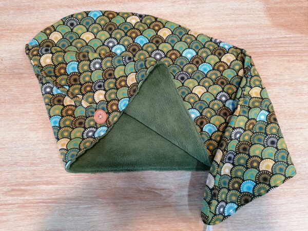 Serviette cheveux - Eventail Sonia vert / Vert