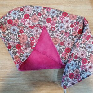 Serviette cheveux - Fleurs bridget rose / Fushia