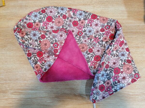 Serviette cheveux - Fleurs bridget rose / Fushia