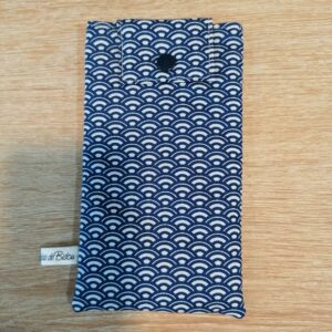 Pochette téléphone - Mini éventail bleu marine