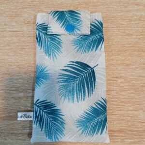 Pochette téléphone - Plumes bleu