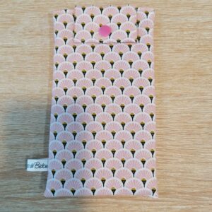 Pochette téléphone - Eventail rose