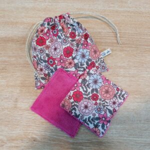 Pochon 7 lingettes - Bridget rose / rose fushia