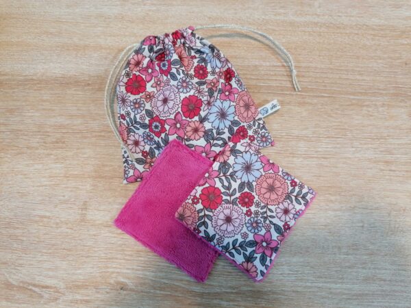 Pochon 7 lingettes - Bridget rose / rose fushia