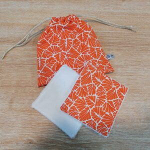 Pochon 7 lingettes - Antibes orange / blanc