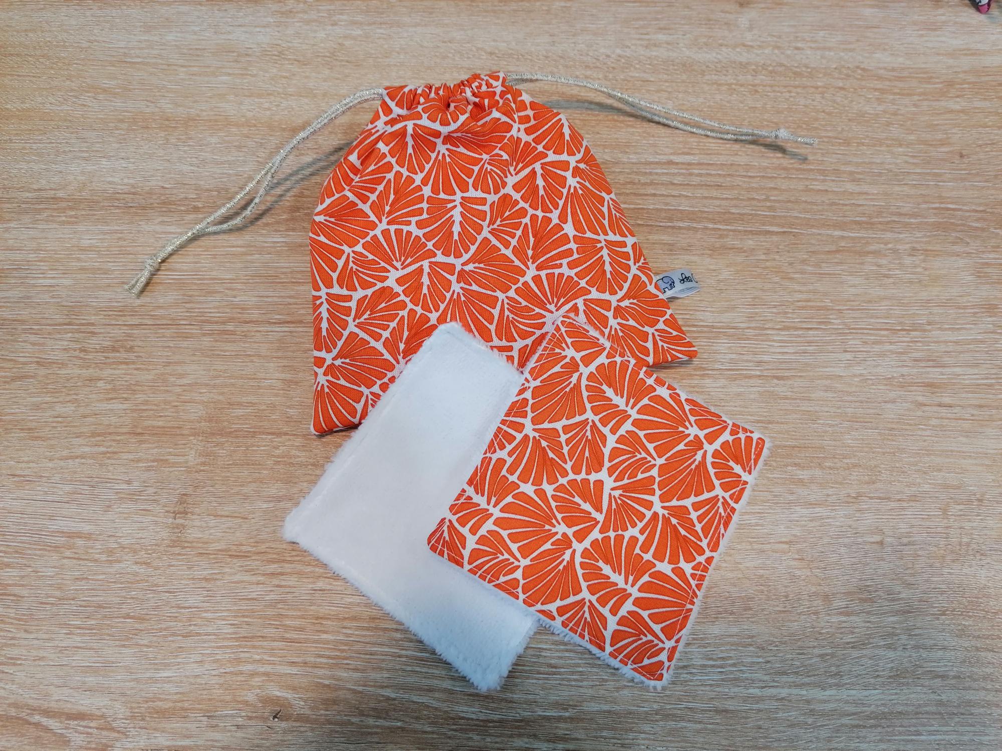 Pochon 7 lingettes - Antibes orange / blanc