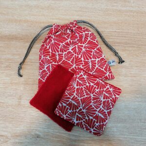 Pochon 7 lingettes - Antibes rouge / rouge