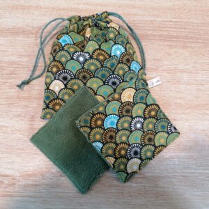 Pochon 7 lingettes - Eventail Sonia vert / Vert