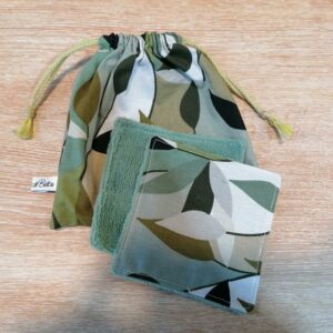 Pochon 7 lingettes - Feuillage vert / vert