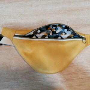 Banane basique - Suédine jaune / forme géométrique bleu jaune