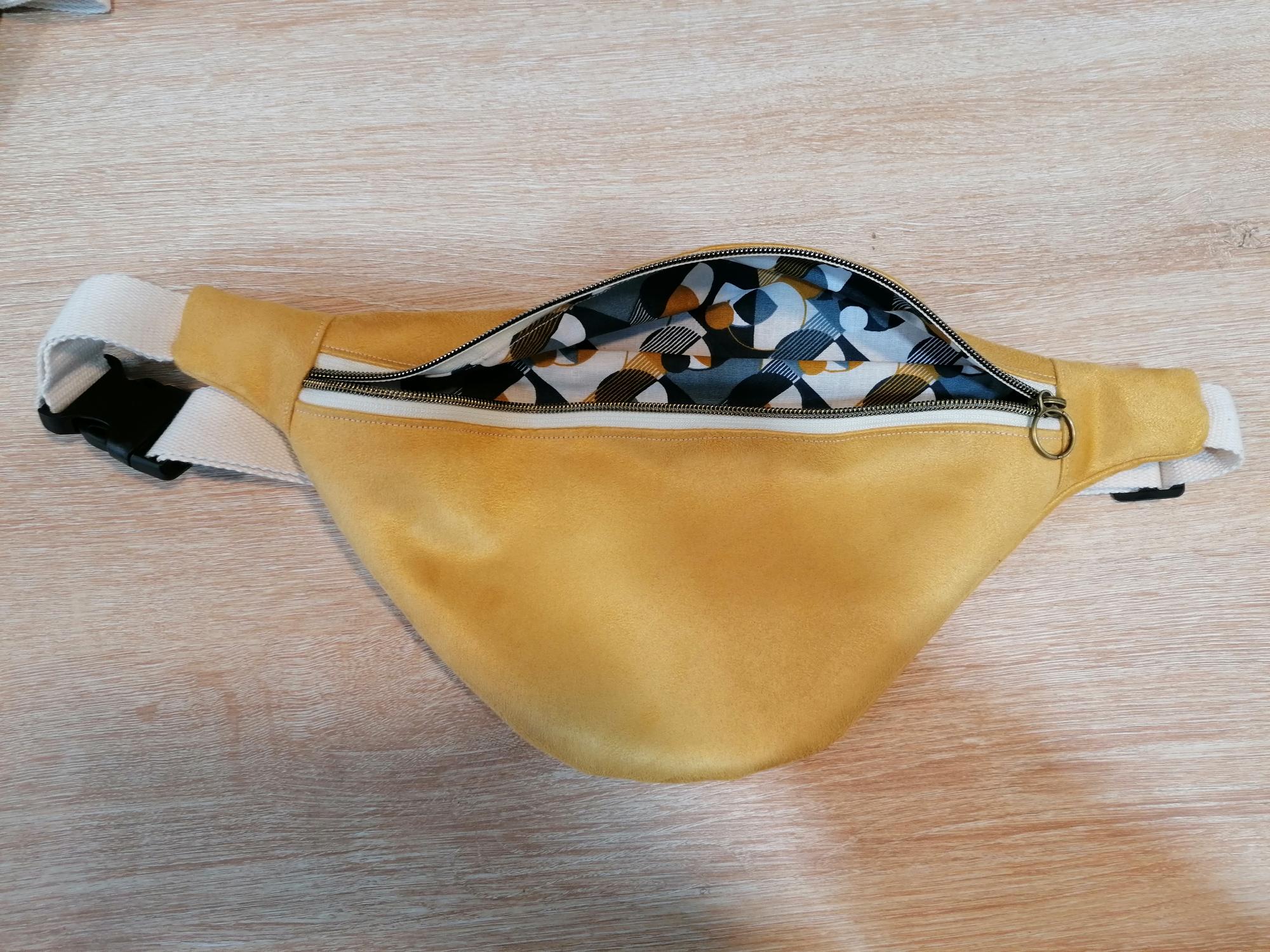 Banane basique - Suédine jaune / forme géométrique bleu jaune