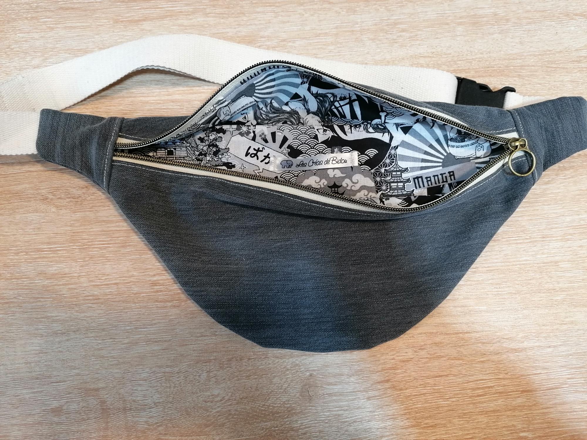 Banane basique - Jeans gris / Manga noir et blanc