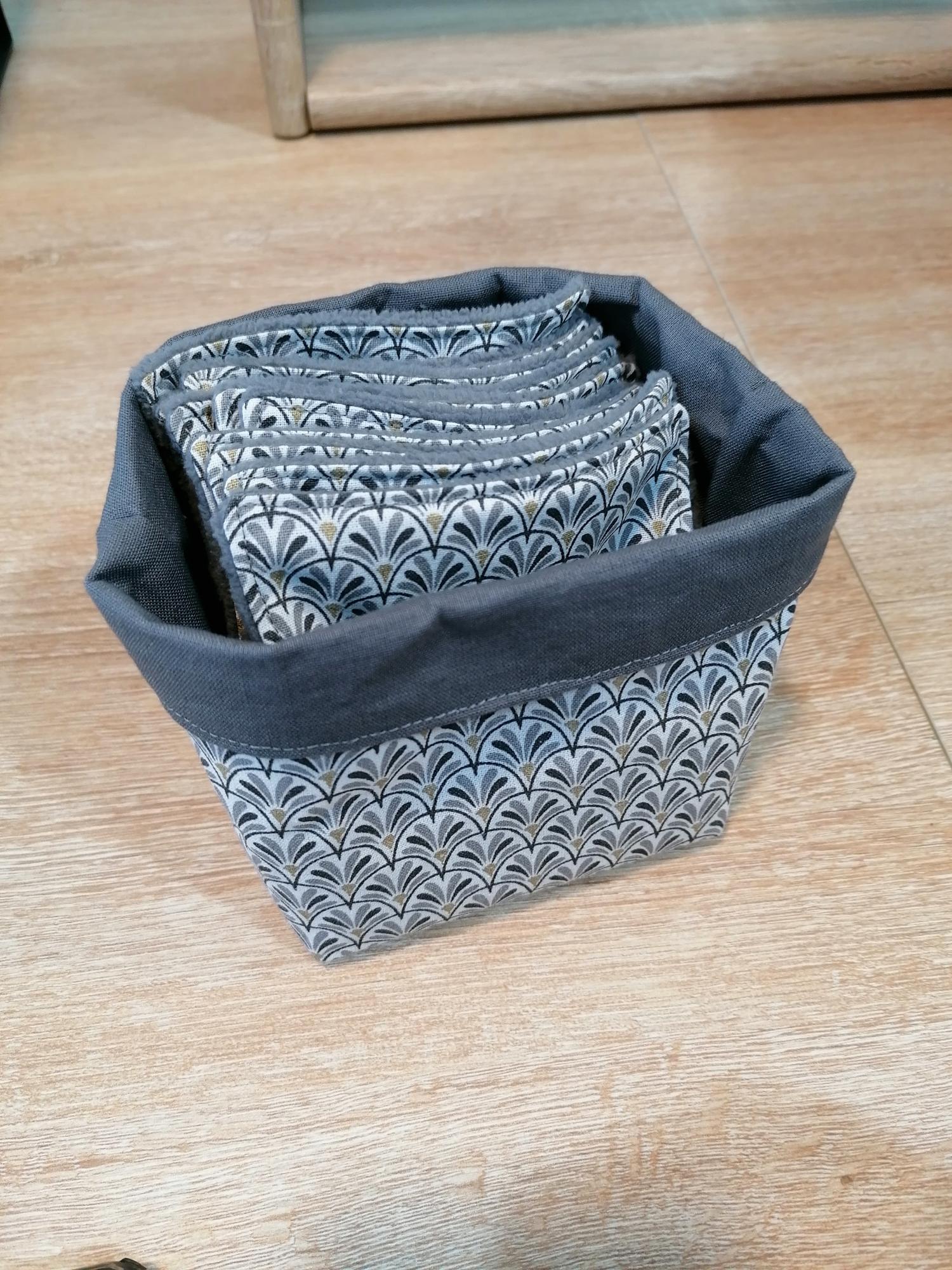 Panier 10 lingettes - Eventail gris / gris