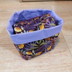 Panier 10 lingettes - Feuillages violet / violet